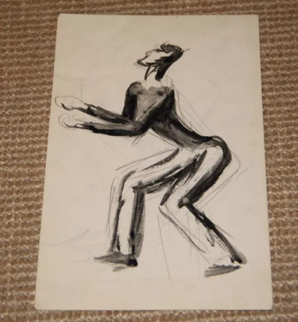 Dessin Charles Kiffer (1902-1992) Belle scène danse fauviste vers 1930 cachet 3