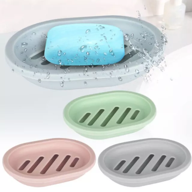 Soap Dishes Holder Self Drain Container Case Bath Shower Basket Storage Box