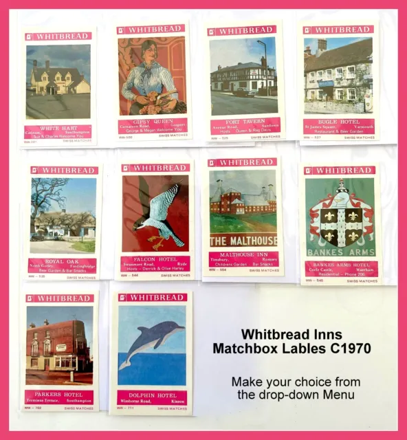 Whitbread Matchbox Labels - Inns and Hotels of the South Coast C1977