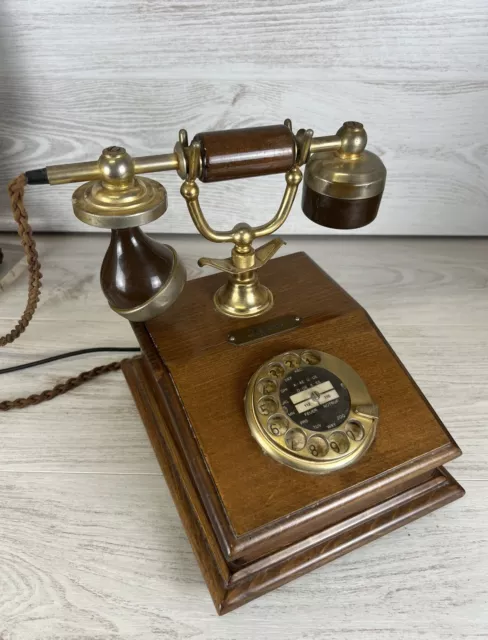 ☎️ Rare Téléphone Ancien En Bois LYON Téléphone Vintage Deco Rétro