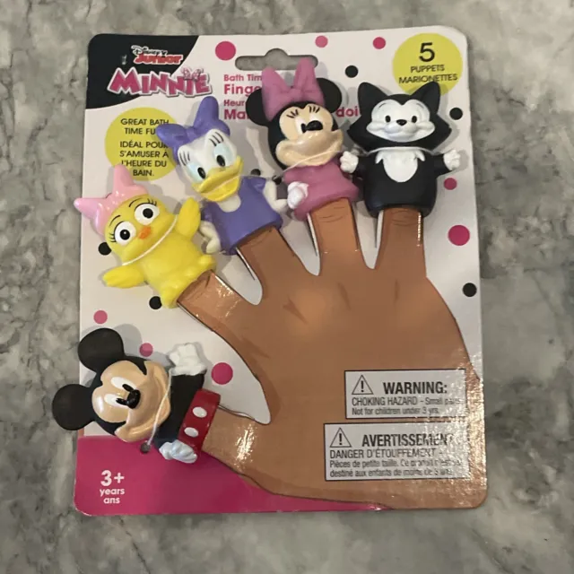 Disney Junior Minnie Mouse Bath Time Finger Puppets Minnie & Friends Ages 3+ NEW