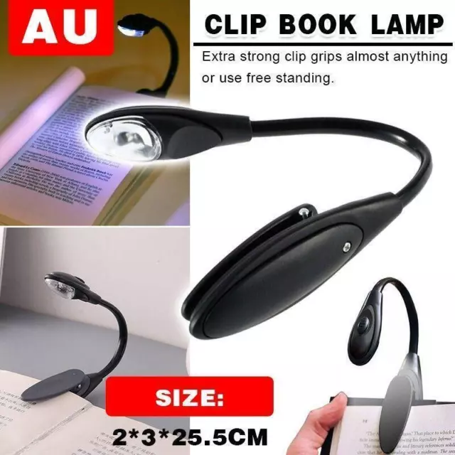 Mini Flexible Clip-On Bright Book Light Laptop LED Book Reading Light Lamp AU