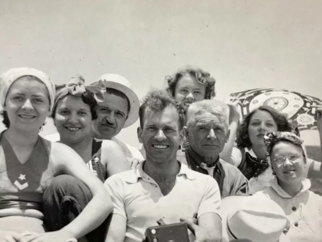 (AdF) FOUND Photo Photograph Happy Group Photo Holding Camera 1930's-40's 3