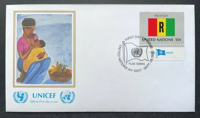 Brief Unicef FDC Flagge Rwanda Nyetera Mother and Child ca.16,4x9,3cm 410302 PR