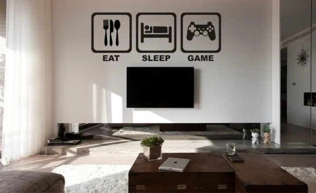 EAT SLEEP GAME Wall Art Sticker,ideal for Playstation, Xbox, Wii fans, fun decal