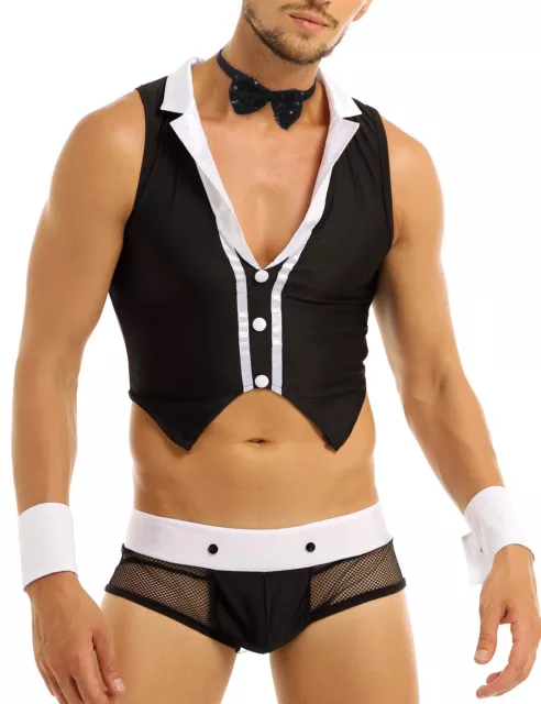 Ensemble Déguisement Homme Serveur Cosplay Uniforme Costume Lingerie Tenue