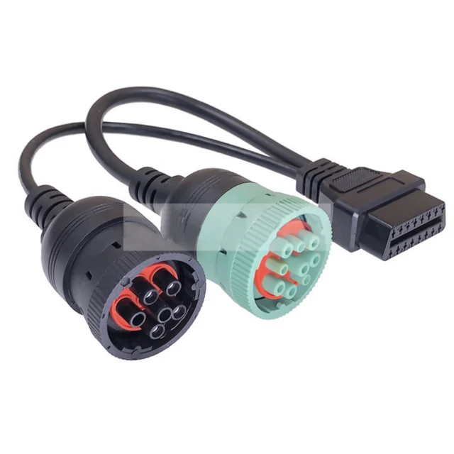 6Pin J1708/9Pin J1939 to 16Pin OBDII Adapter Cable  For Heavy Duty Truck Access