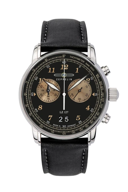 Orologio Zeppelin LZ127 Graf Quarzo Acciaio Nero Pelle 8684-2