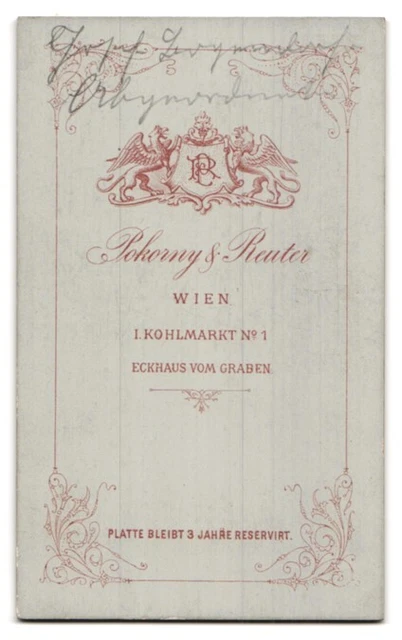 Photography Pokorny & Reuter, Vienna, Kohlmarkt 1, stately gentleman in suit with C 2