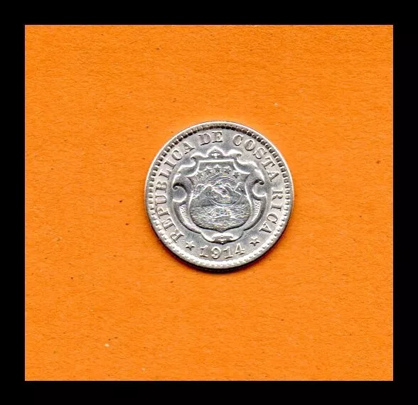 Costa Rica Coin 10 Centimos 1914 Silver .900, 18 mm 2 gr. KM#146