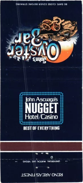 Reno Nevada John Ascuaga's Nugget Hotel/Casino Vintage Matchbook Cover