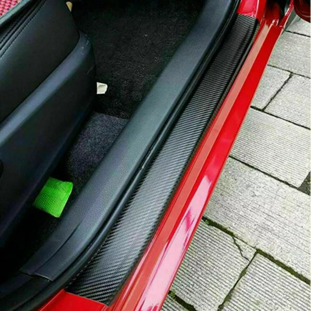 4Pieces Carbon Fiber Car Door Sill Scuff Protector Stickers Trim Accessories