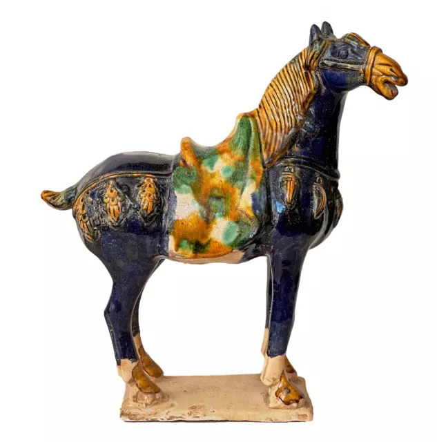 Vintage Old War Horse Ceramic Statue Sancai Glazed Tang Dynasty Style