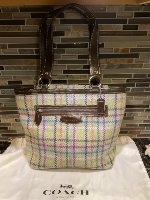COACH Vintage Wool Tattersall Tweed PENELOPE Tote Shoulder Bag 15536