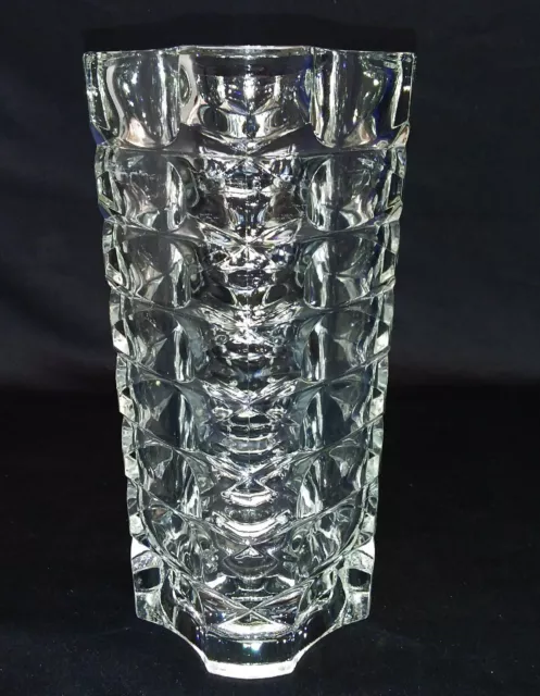 Vintage Glas Vase, Pressglas 70er Vase, Blockvase France, Glasvase Y 211