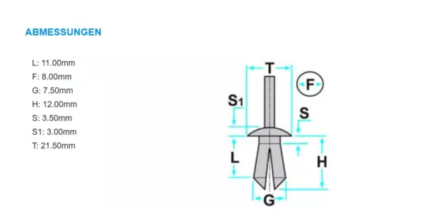 20 Clip di Fissaggio Rivetti Passaruota Stoßtange per Audi A2 A4 A5 A8 Q3 Q5 2