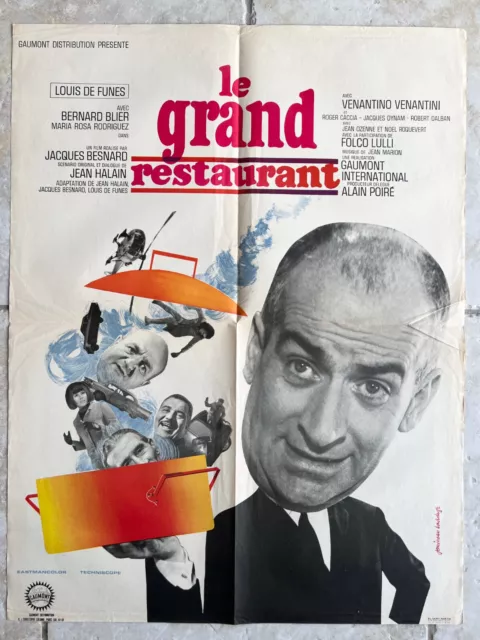 LE GRAND RESTAURANT affiche de cinéma originale 1966, film De Funes, Blier 60x80