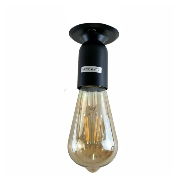 Retro Industrie Vintage Deckenleuchte E27 Lampenhalter halb bündige Halterung Licht UK