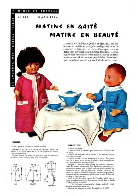 Page De Poupées MODES ET TRAVAUX Avril 1977 - Marie Françoise, Jean Michel, Michel - Occasion