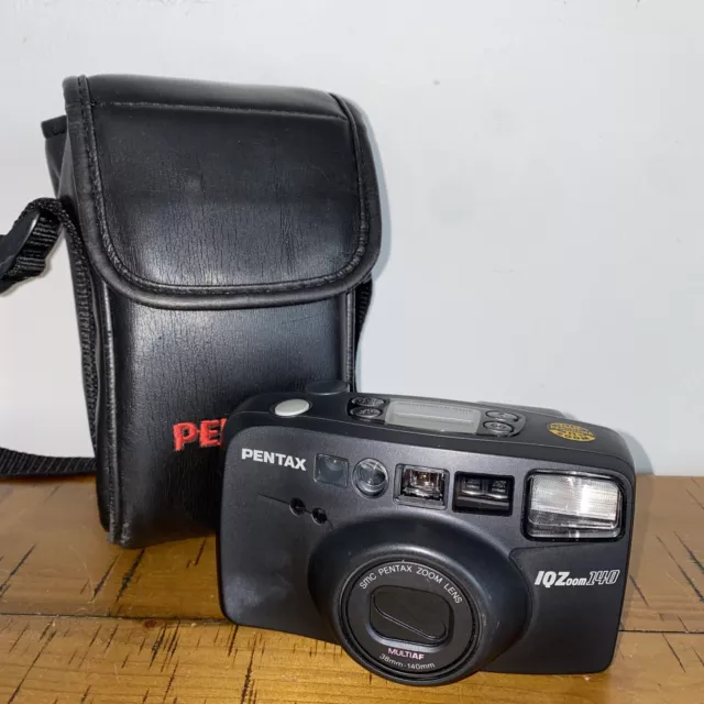 Pentax IQZ Zoom 140 Vintage 35mm Point & Shoot Film Camera - Working + Case Good