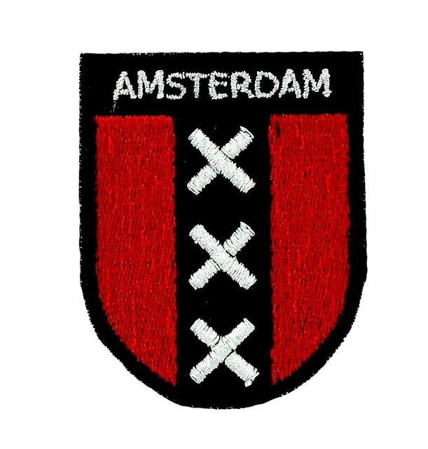 Écusson brodé avec écusson de la ville d'Amsterdam, emblème de voyage en Hollande - France Écusson brodé avec écusson de la ville d'Amsterdam, emblème de voyage en Hollande - France