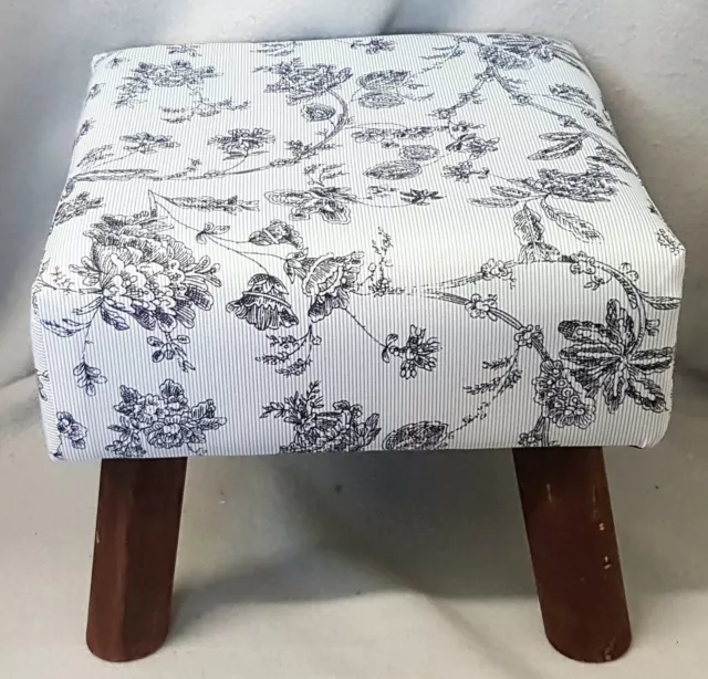 Heaven Sends Floral Pattern Footstool Foot Stool Wood Wooden Legs Sitting Room