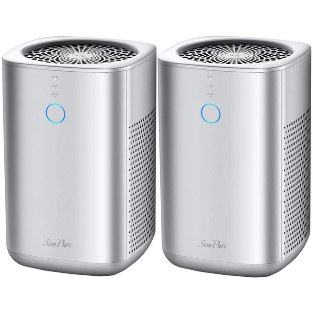 2pack Home Air Purifier H13 HEPA Bedroom Air Cleaner Remove Dust Odor Smoke Mold
