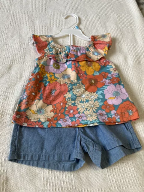 carters baby girl Size 6 M floral short outfit NWT