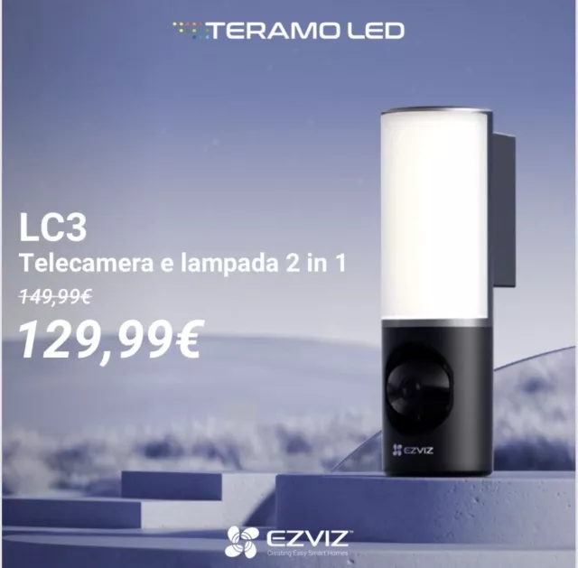 Telecamera EZVIZ LC3 2K 4MP Lampada Da Esterno Visione Notturna A colori