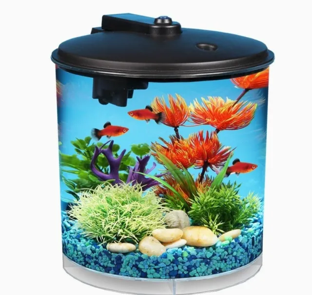 Koller Products Aqua View 2-Gallon Plastic 360 Aquarium with Power Filter & LED