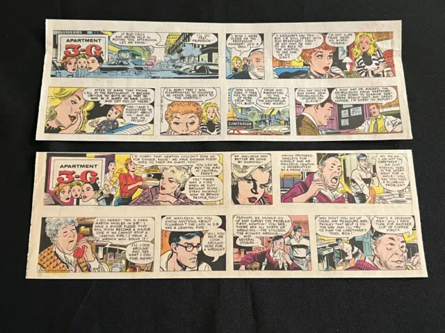 #Q01 GIRLS IN APARTMENT 3-G by Kotzky Lot of 3 Sunday Quarter Page Strips 1986