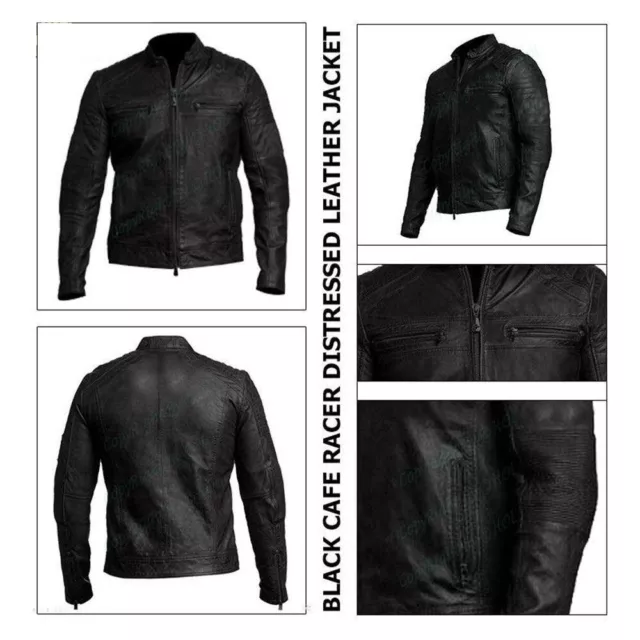 Cafe Racer Men's Biker Black Real Leather Motorcyle Stylish Wear Racing Jacket