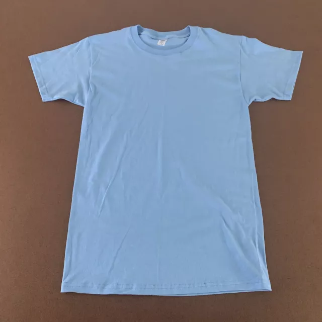 M&O Gold Women's Small Light Blue Cotton Short Sleeve Crew Neck T-Shirt New