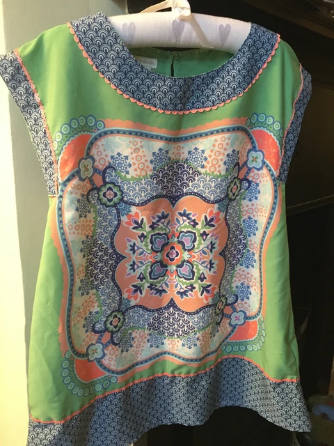 Monsoon Girl's Aztec Morrocan Green Tunic Mosaic Top Age 7-8