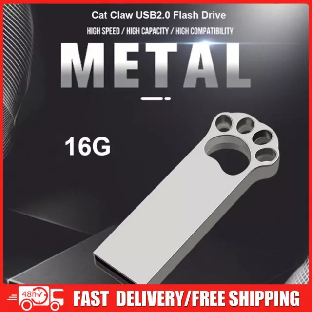 USB 2.0 Pendrive Metal Cat Paw USB Flash Drive with Keychain Hole (16GB)