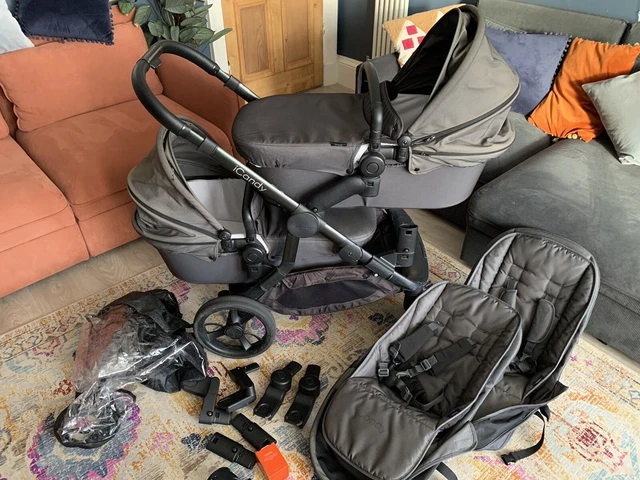 iCandy Orange Double Twin Tandem pram travel Carry cot pushchair buggy stroller