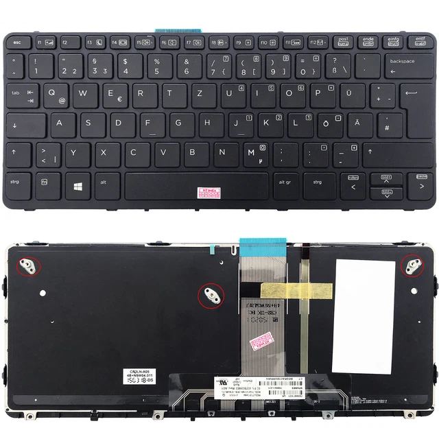 Tastiera Illuminata HP Per Pro X2 612 G1 - Layout QWERTZ Tedesco (766641-041 / 9Z.N9WBV) - Foto 3