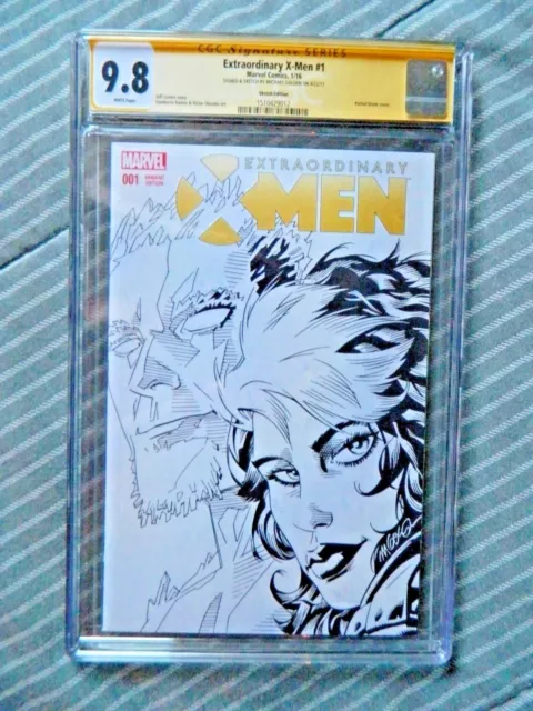 Rogue & Iceman Extraordinary X-MEN #1 Sketched and Signed by Michael Golden CGC