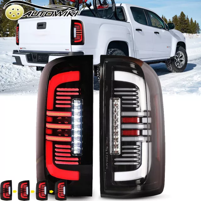 LED Tail Lights 2015-2022 For Chevy Colorado Black Clear Brake Turn Signal Lamps