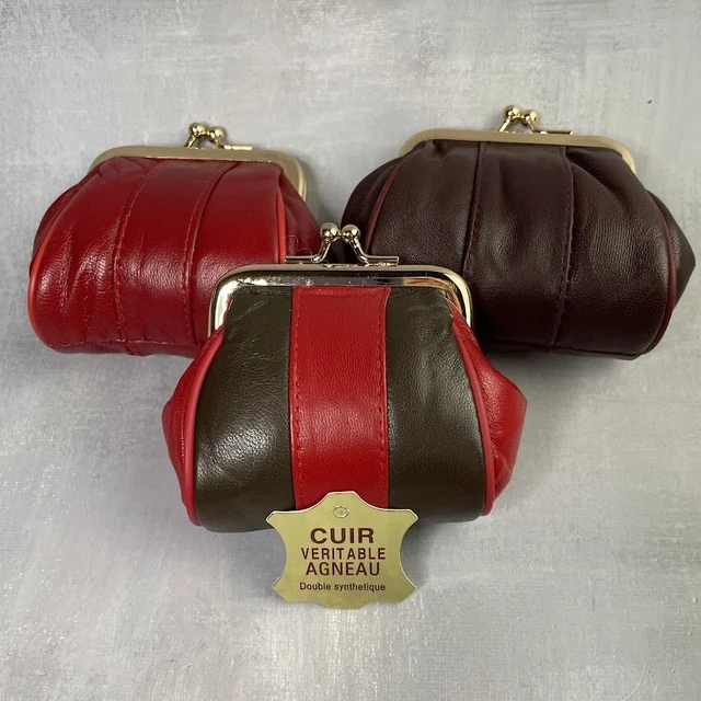 Porte-monnaie Clic-clac Rétro – Cuir D'agneau Jaune, Fermoir Doré, Coquelicot Et Coccinelle