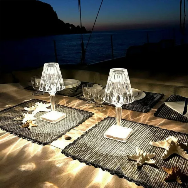 Lampada da Tavolo Touch Ricaricabile Led Trasparente Tipo Poldina Ristoranti Bar