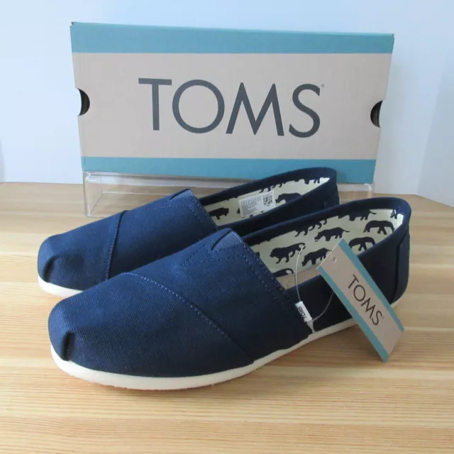 TOMS Alpargata Womens 10 Navy Blue Loafer Shoes Canvas SlipOn Espadrille Flats