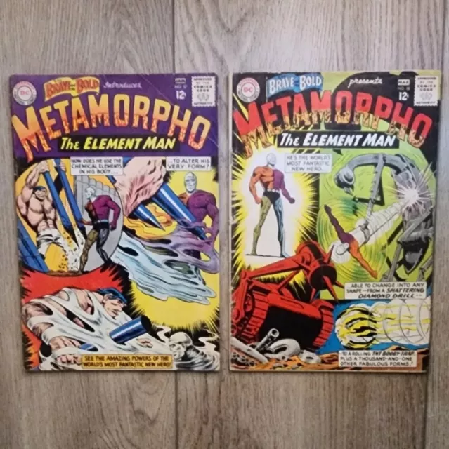 Brave And The bold #57-58 1st App Of METAMORPHO! Low Grade DC comics