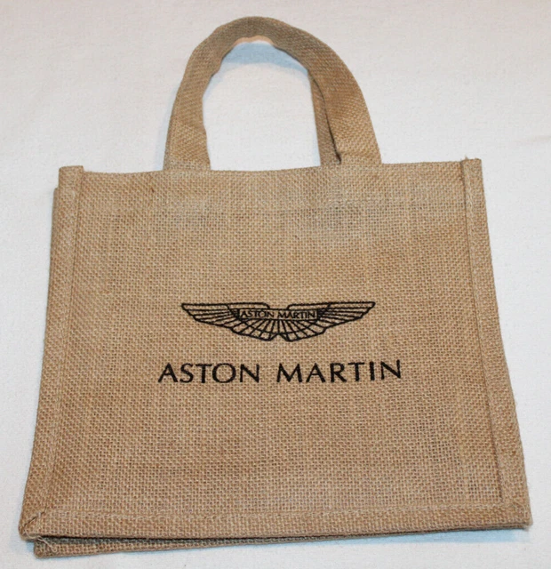 small Aston Martin tan burlap shopping tote bag