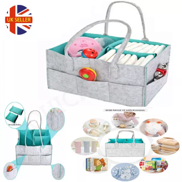 Baby Diaper Nappy Changing Bag Storage Caddy Mummy Organizer Felt Backpack Grey