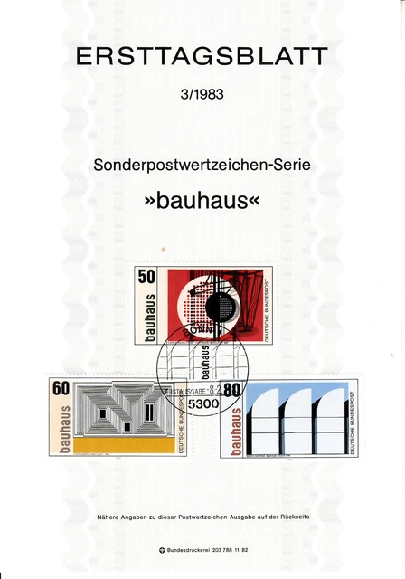 Deutschland Bauhaus ETB Mi 1164-66, Bonn 08.02.83