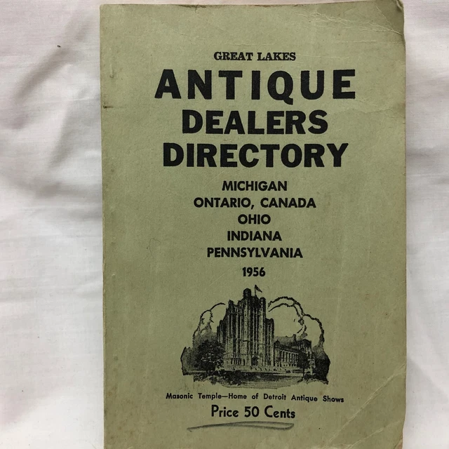 VINTAGE BOOK GREAT Lakes Antique Dealers Directory 1956 OH PA IN MI