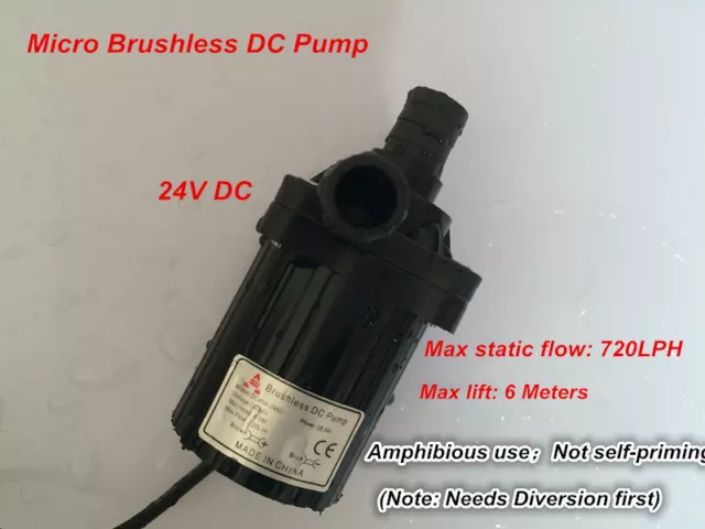 24VDC Small Water Pump 840LPH 6M Submersible Brushless For circulation fountain