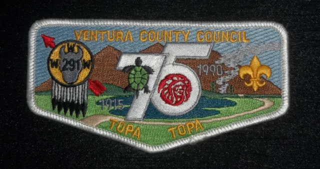 Oa Order Of The Arrow Topa Topa Lodge  291 Bsa Ventura County 1990 75Th Ann Flap 3