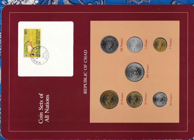 Coin sets of all Nations Chad W/C 1976-1983 UNC 100 Francs 1982 500 Fr CAS 1976A
